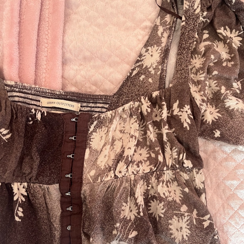Urban Outfitters Brown Floral Blouse